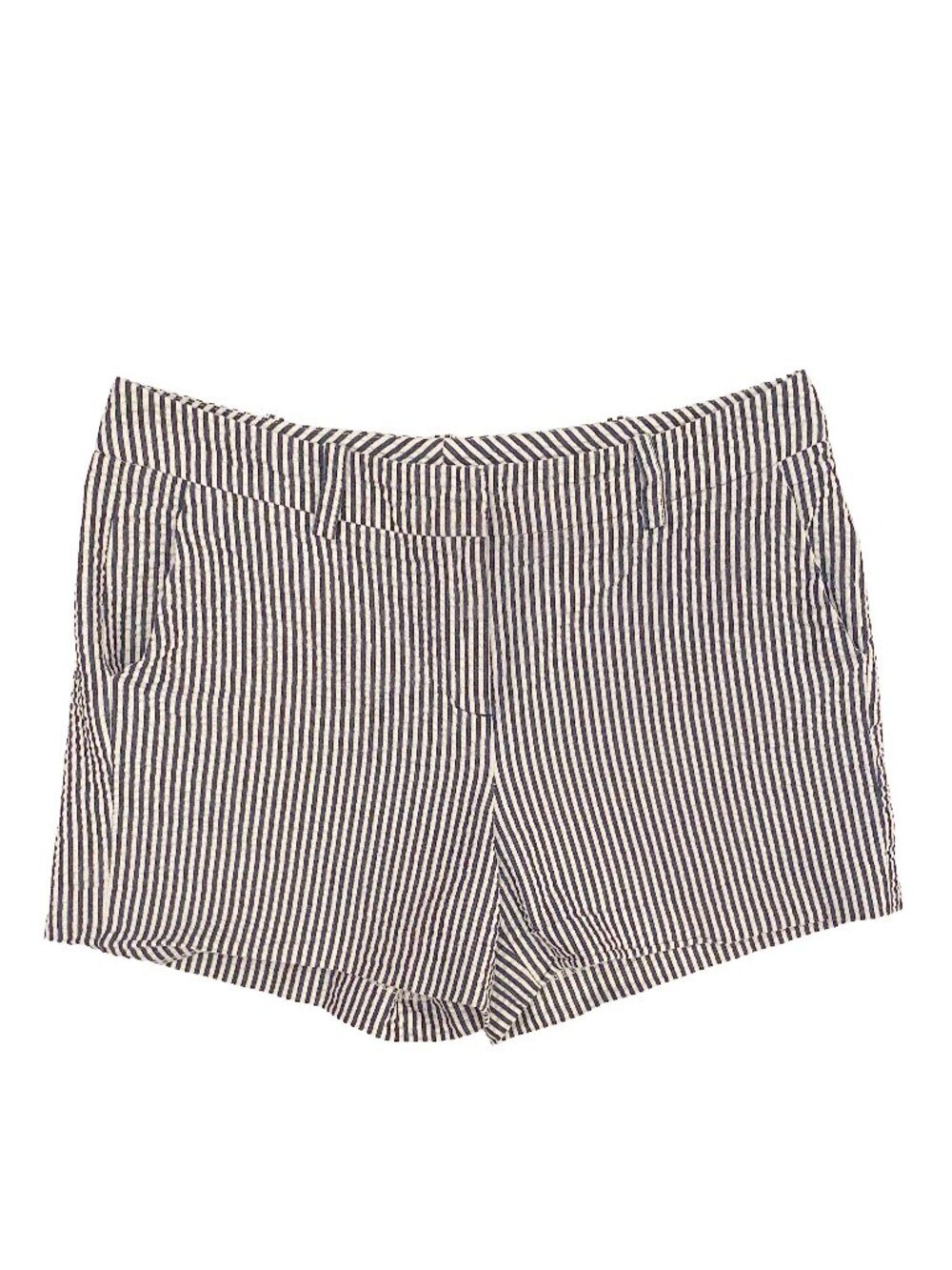 SANDRO Navy Blue & White Seersucker Shorts Nautical
